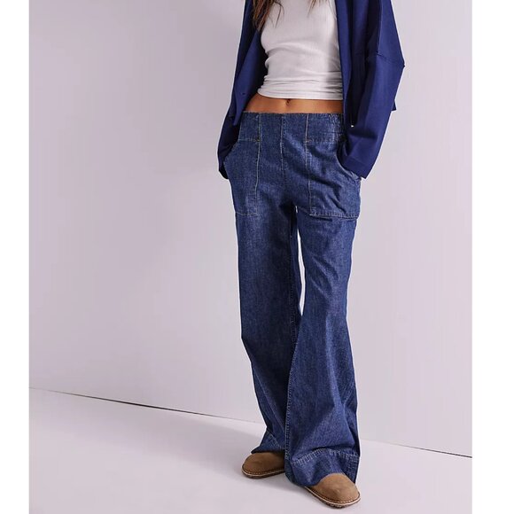 We The Free Breezy Denim Pull-On Jeans Color: Adirondack - Picture 1 of 4